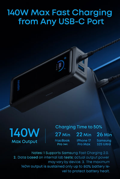 Anker Prime 26250mAh Power Bank, 300W 3-Port Portable Charger, TSA-Approved, App-Controlled USB-C PD for MacBook, iPhone 17/16, Travel & Work (Base Not Included)