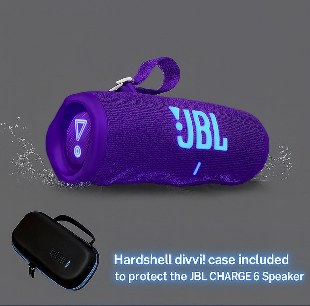 JBL Charge 6 Portable Bluetooth Speaker + divvi! Protective Hardshell Case Bundle – Waterproof, Powerful Bass, Travel-Ready