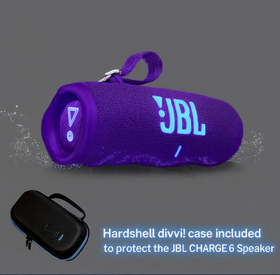 JBL Charge 6 Portable Bluetooth Speaker + divvi! Protective Hardshell Case Bundle – Waterproof, Powerful Bass, Travel-Ready
