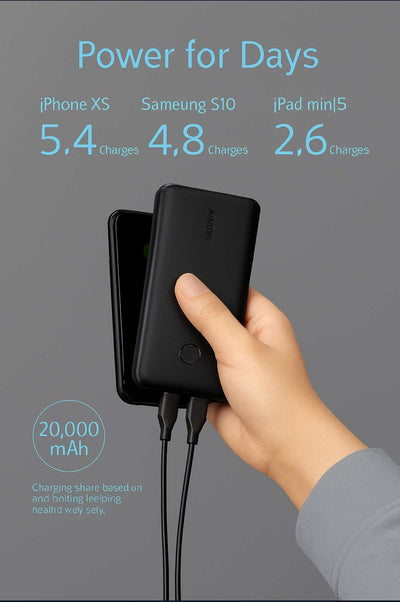 Anker PowerCore Select 20000mAh Power Bank – Dual USB-A, 18W Fast Charging, Portable Charger for iPhone, Samsung, Tablets