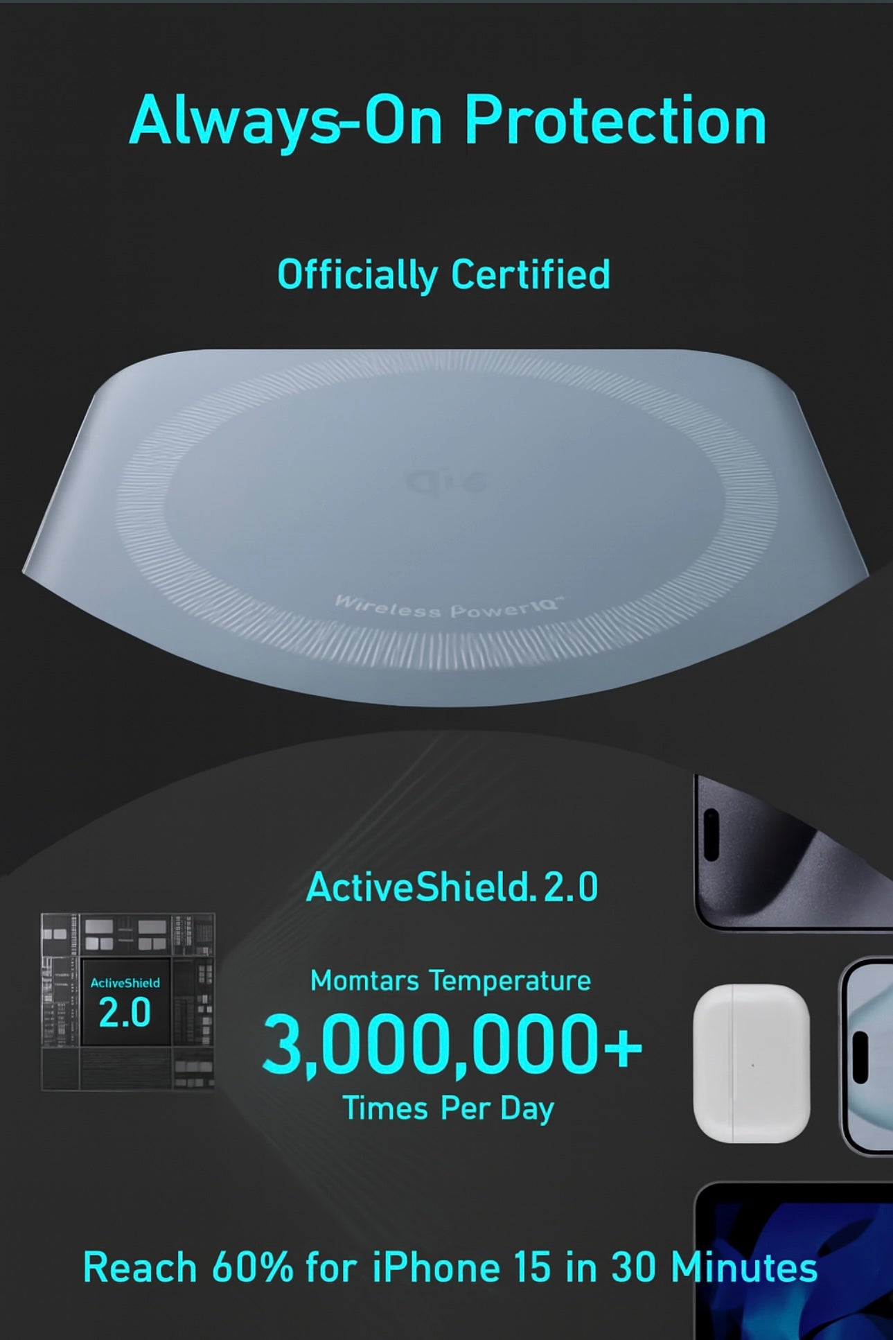 Anker MagGo Power Bank – Qi2 Certified 15W MagSafe Charger with Smart Display & Foldable Stand