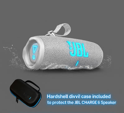 JBL Charge 6 Portable Bluetooth Speaker + divvi! Protective Hardshell Case Bundle – Waterproof, Powerful Bass, Travel-Ready