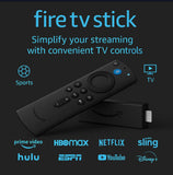 Fire TV Stick remote with streaming services logos, simplifying control for Netflix, Hulu, and more.