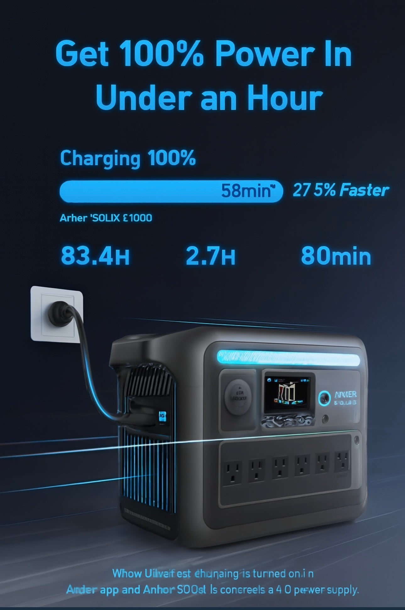 Anker SOLIX C1000 portable power station for camping and home backup" LiFePO4 battery and fast charging