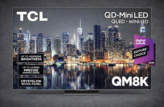 TCL 75-Inch QM8K Series Mini‑LED QLED 4K HDR Google TV | 144Hz, Dolby Atmos, Anti‑Reflective Screen, Voice Remote, Gaming + Soundbar Bundle