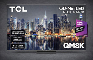 TCL 75-Inch QM8K Series Mini‑LED QLED 4K HDR Google TV | 144Hz, Dolby Atmos, Anti‑Reflective Screen, Voice Remote, Gaming + Soundbar Bundle