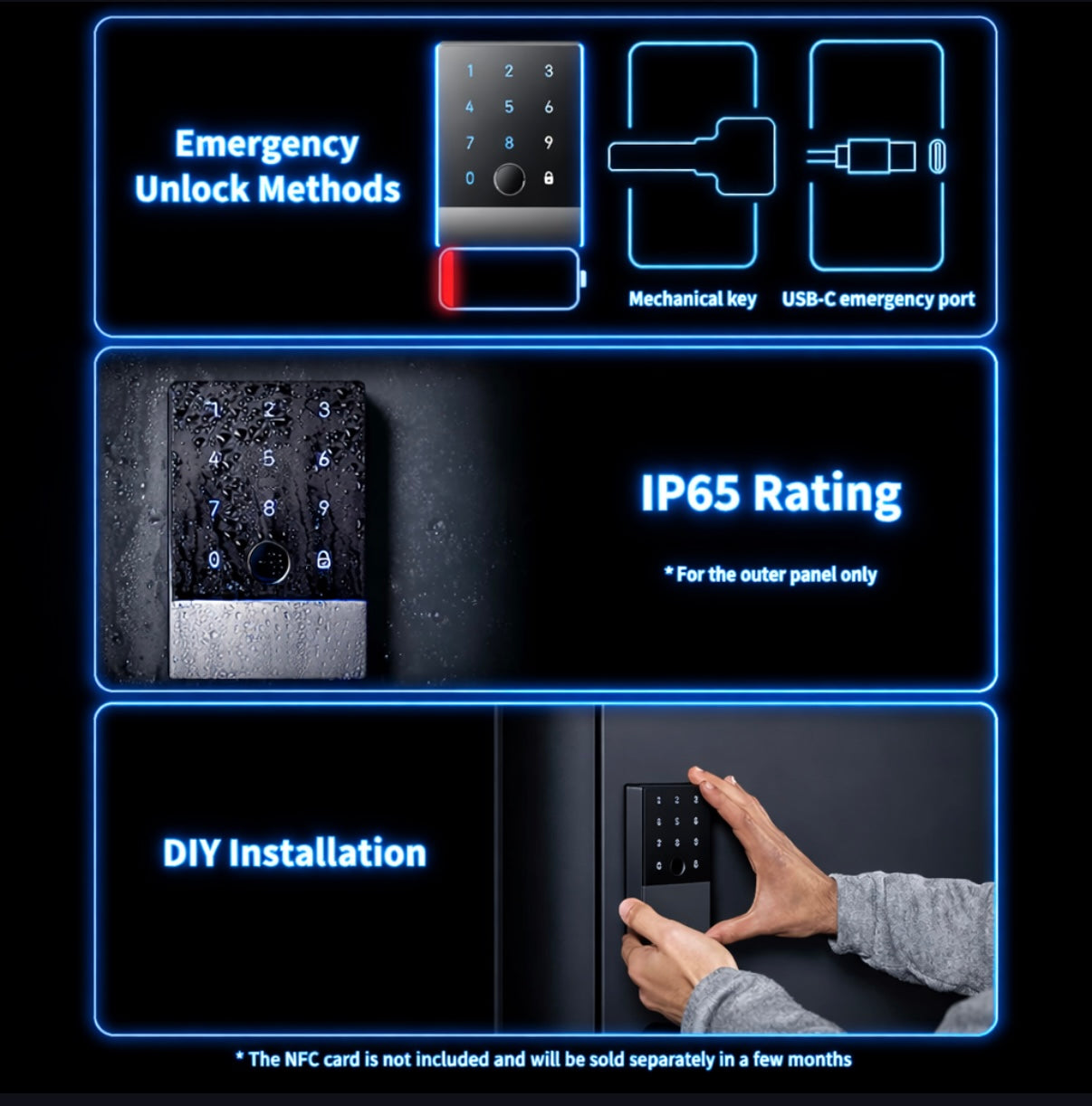 Aqara Smart Lock U100 – Fingerprint Keyless Entry, Apple Home Key, Touchscreen Keypad, Bluetooth Deadbolt, IP65 Weatherproof, Works with HomeKit/Alexa/Google/IFTTT