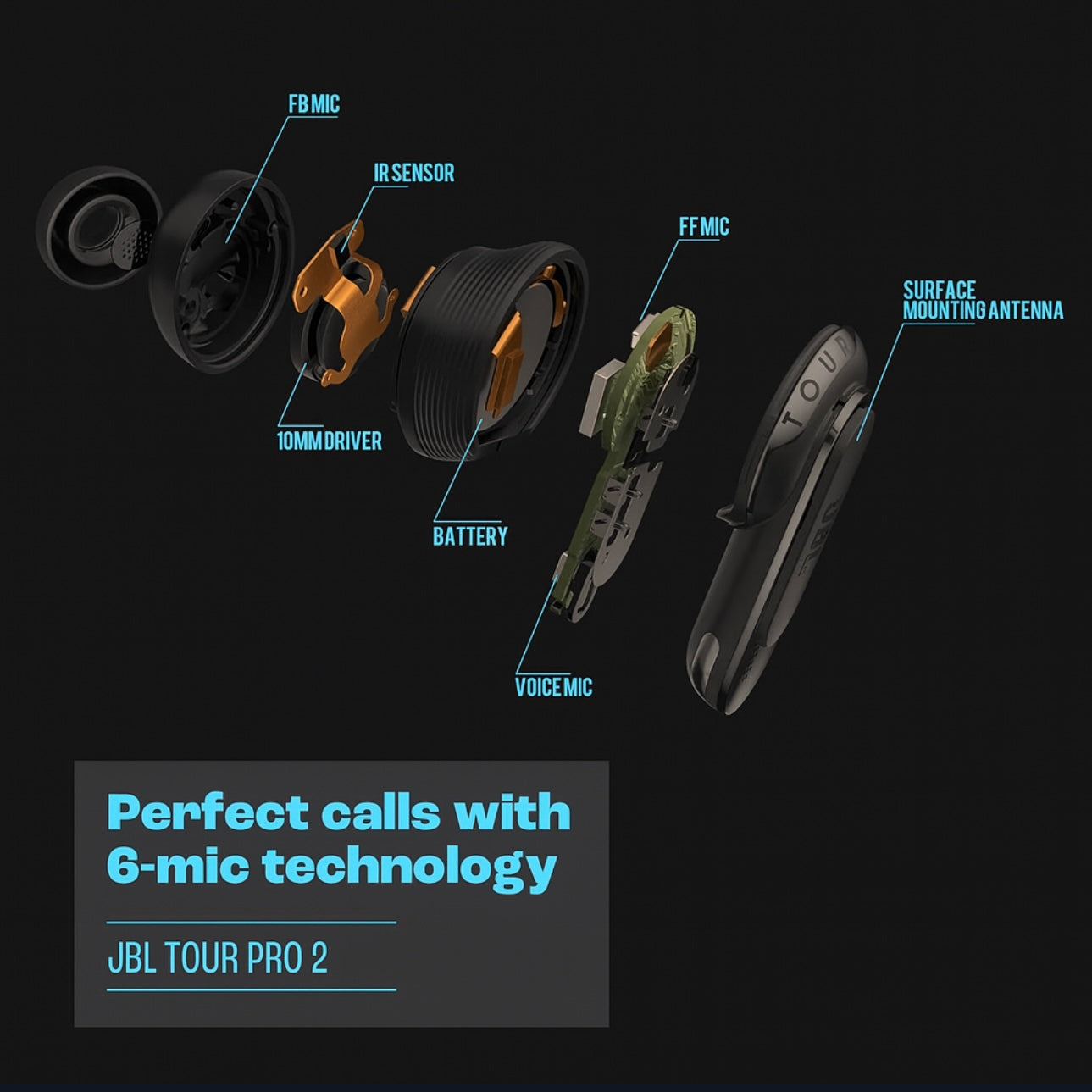 JBL Tour Pro 2 – True Wireless Noise Cancelling Earbuds with Smart Charging Case, 6-Mic Call Clarity, 40-Hour Battery, Spatial Sound