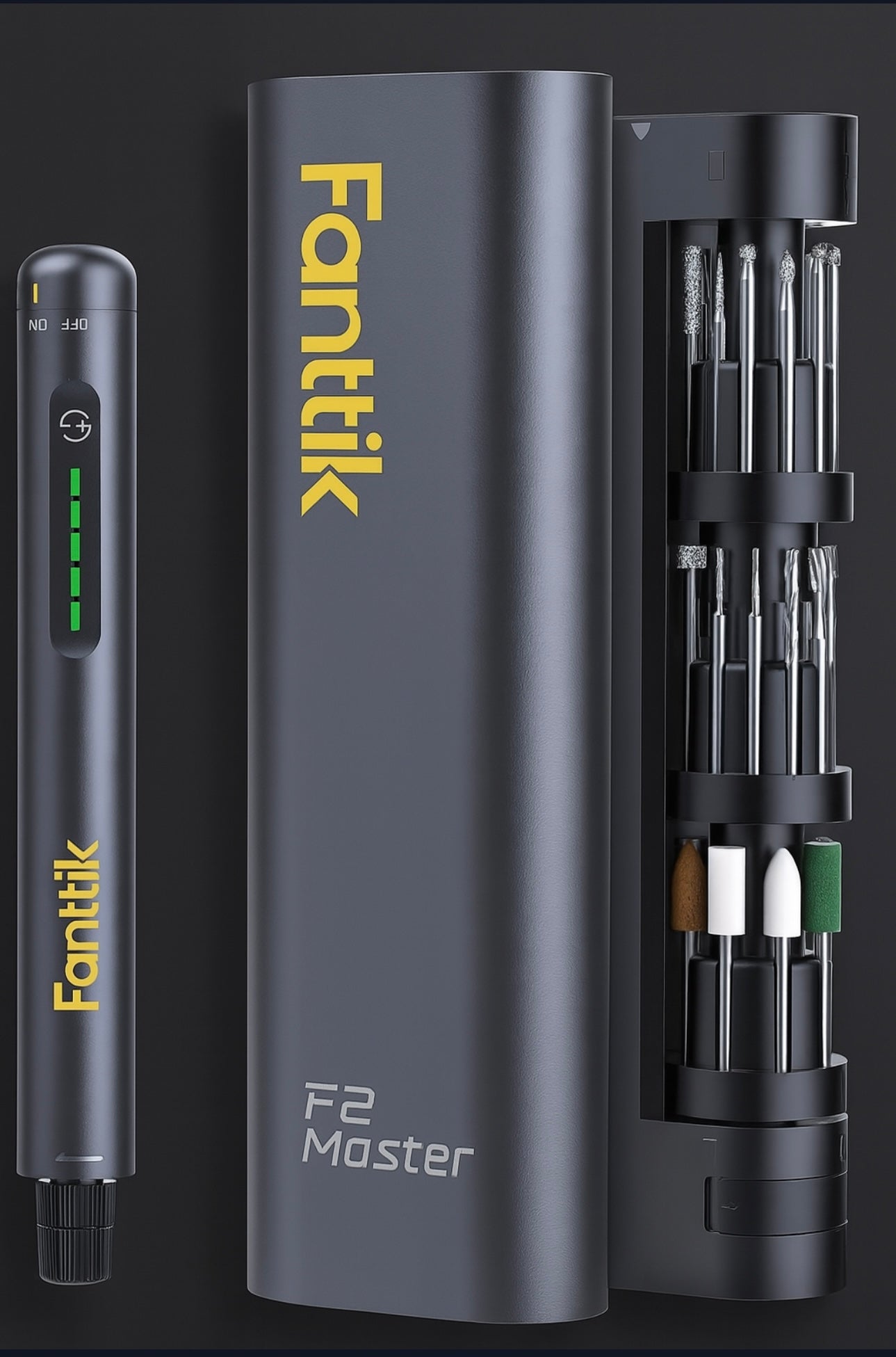 Fanttik F2 Master Mini Cordless Rotary Tool Kit – Brushless Motor, 5-Speed, 25,000 RPM, Revostor Hub, 35 Accessories – Precision Tool for 3D Printing, Sanding, Polishing, Carving & DIY Crafts