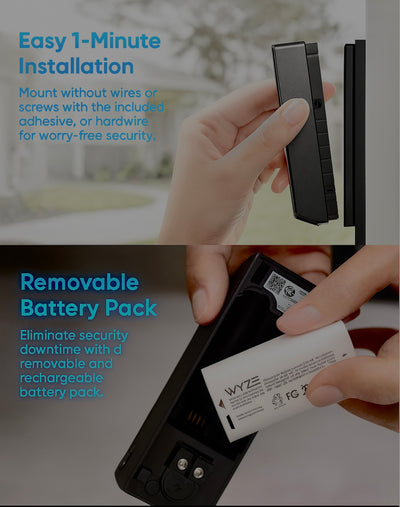 WYZE Wireless Dual Camera Video Doorbell with Chime - Battery Powered, 2K HD, Package & Person Detection, 2-Way Audio, Color Night Vision, Smart Home Compatible
