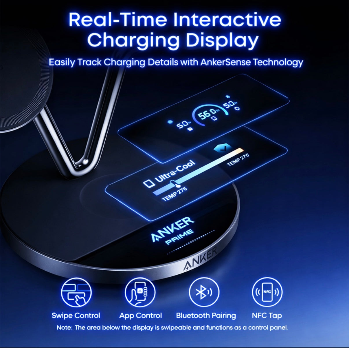 Anker Prime MagSafe 3‑in‑1 Charger – Qi2.2 25W Fast Wireless Charging Station with Smart Display & AirCool TEC for iPhone 17, Apple Watch & AirPods