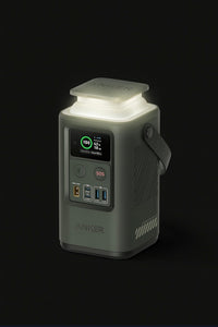 portable power station 60000mAh with USB-C fast charging, smart display, retractable light, and emergency SOS button