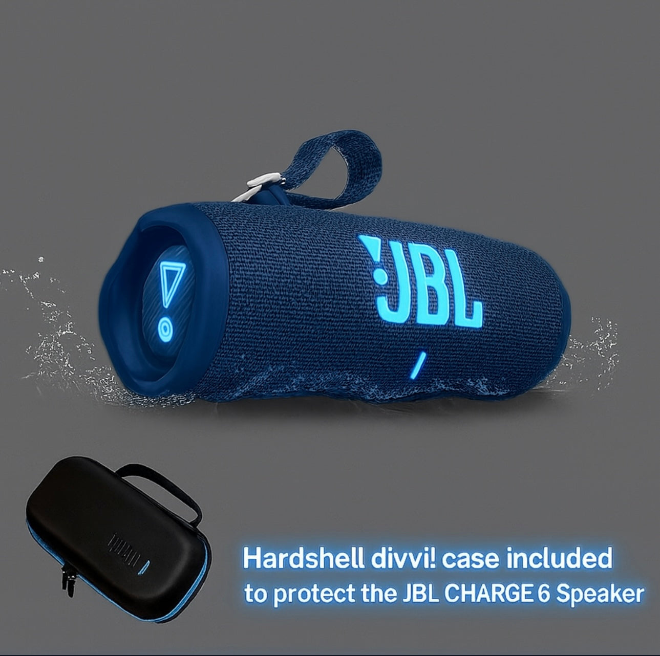 JBL Charge 6 Portable Bluetooth Speaker + divvi! Protective Hardshell Case Bundle – Waterproof, Powerful Bass, Travel-Ready