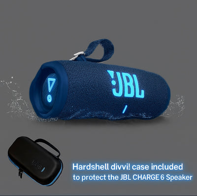 JBL Charge 6 Portable Bluetooth Speaker + divvi! Protective Hardshell Case Bundle – Waterproof, Powerful Bass, Travel-Ready