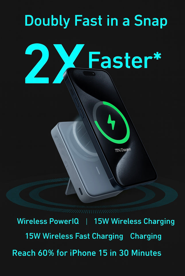 Magsafe Charger Duo – 15W Wireless Power Bank with Built-In Stand