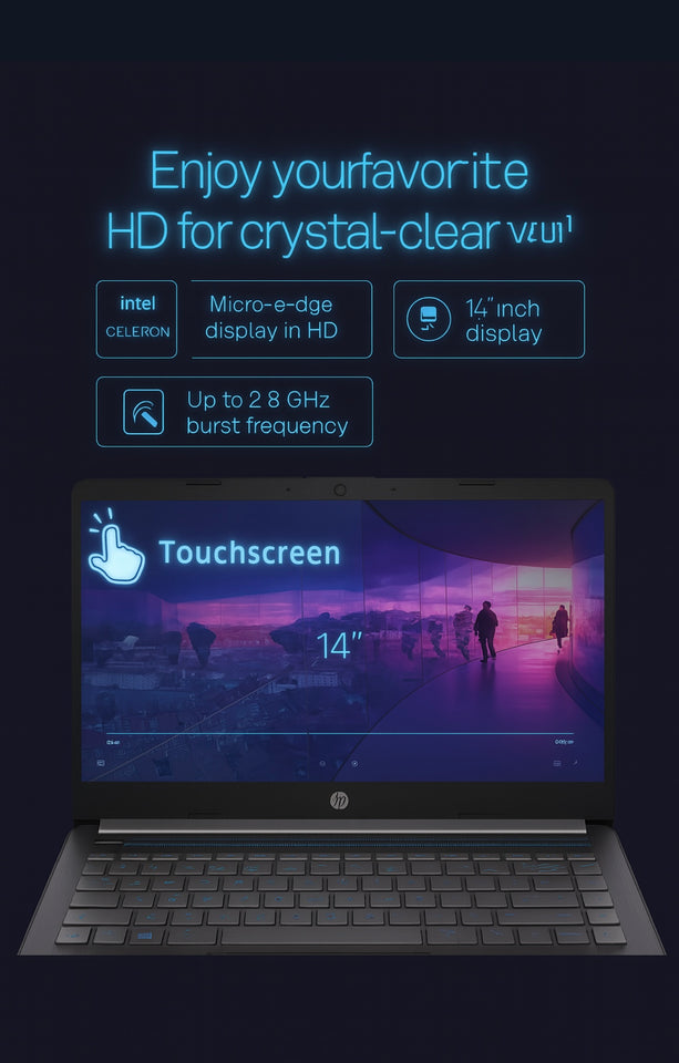 HP 14 inch touchscreen laptop for students”