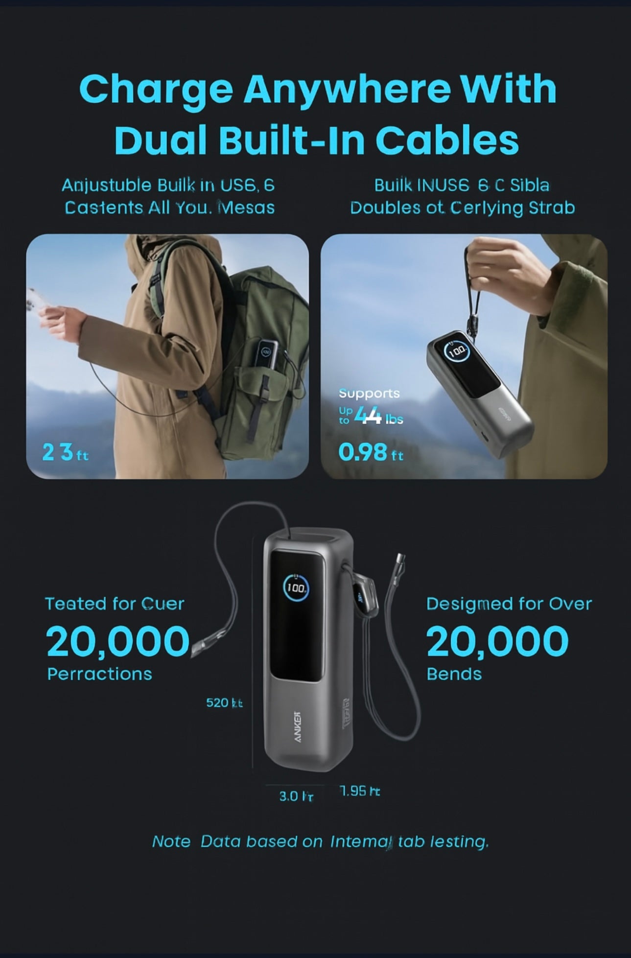 Anker 25,000mAh 100W Laptop Power Bank – Triple USB‑C, Retractable Cables, Flight‑Approved