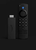 Alexa Voice Remote Pro and Fire TV Stick on a black background for smart TV control.