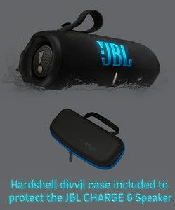 JBL Charge 6 Portable Bluetooth Speaker + divvi! Protective Hardshell Case Bundle – Waterproof, Powerful Bass, Travel-Ready