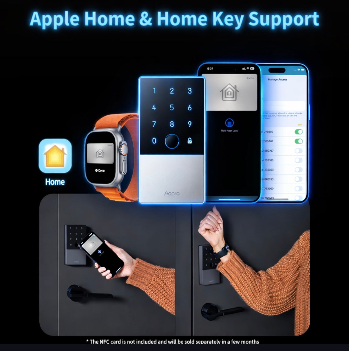 Aqara Smart Lock U100 – Fingerprint Keyless Entry, Apple Home Key, Touchscreen Keypad, Bluetooth Deadbolt, IP65 Weatherproof, Works with HomeKit/Alexa/Google/IFTTT