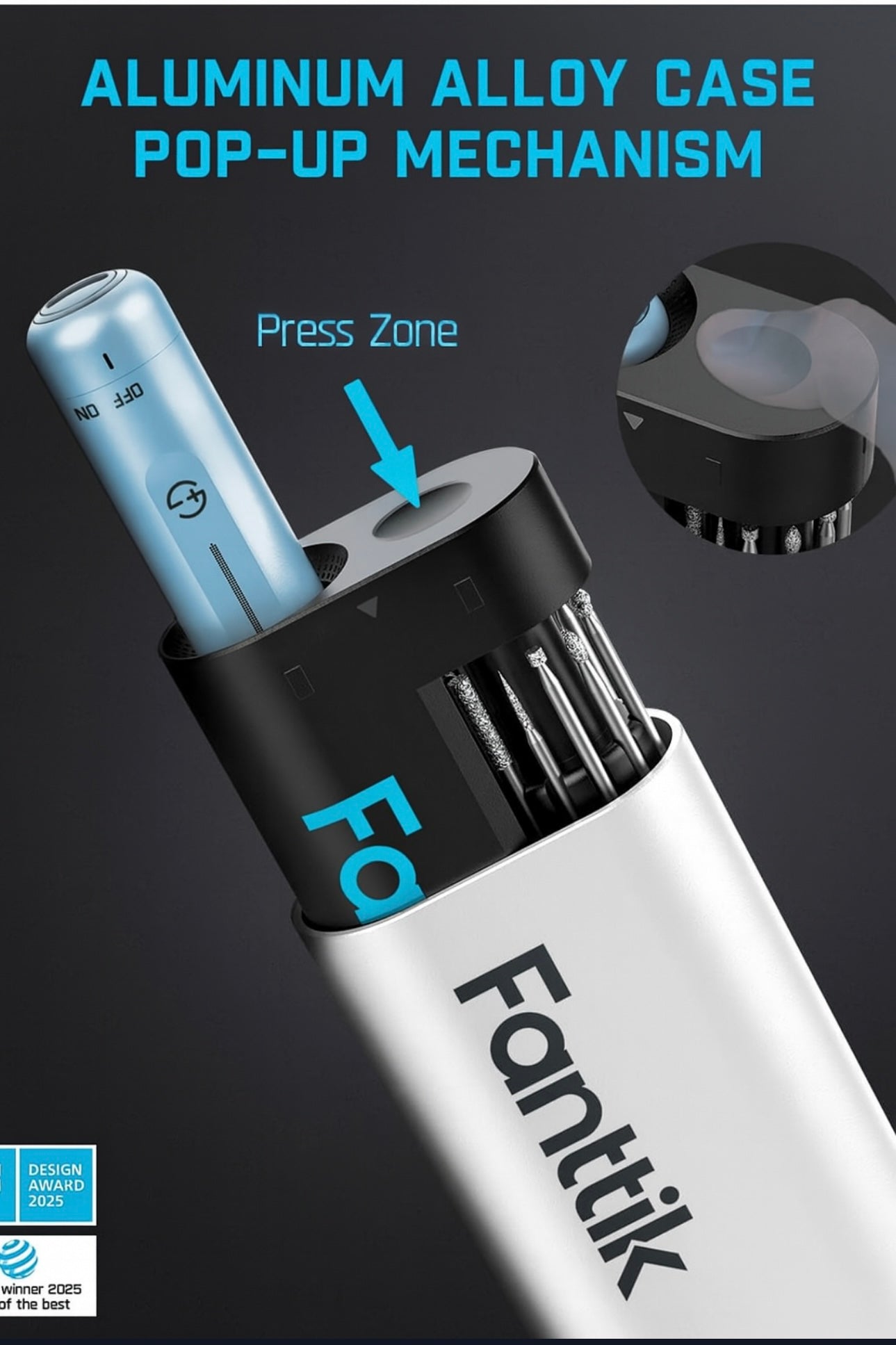 Fanttik F2 Master Mini Cordless Rotary Tool Kit – Brushless Motor, 5-Speed, 25,000 RPM, Revostor Hub, 35 Accessories – Precision Tool for 3D Printing, Sanding, Polishing, Carving & DIY Crafts