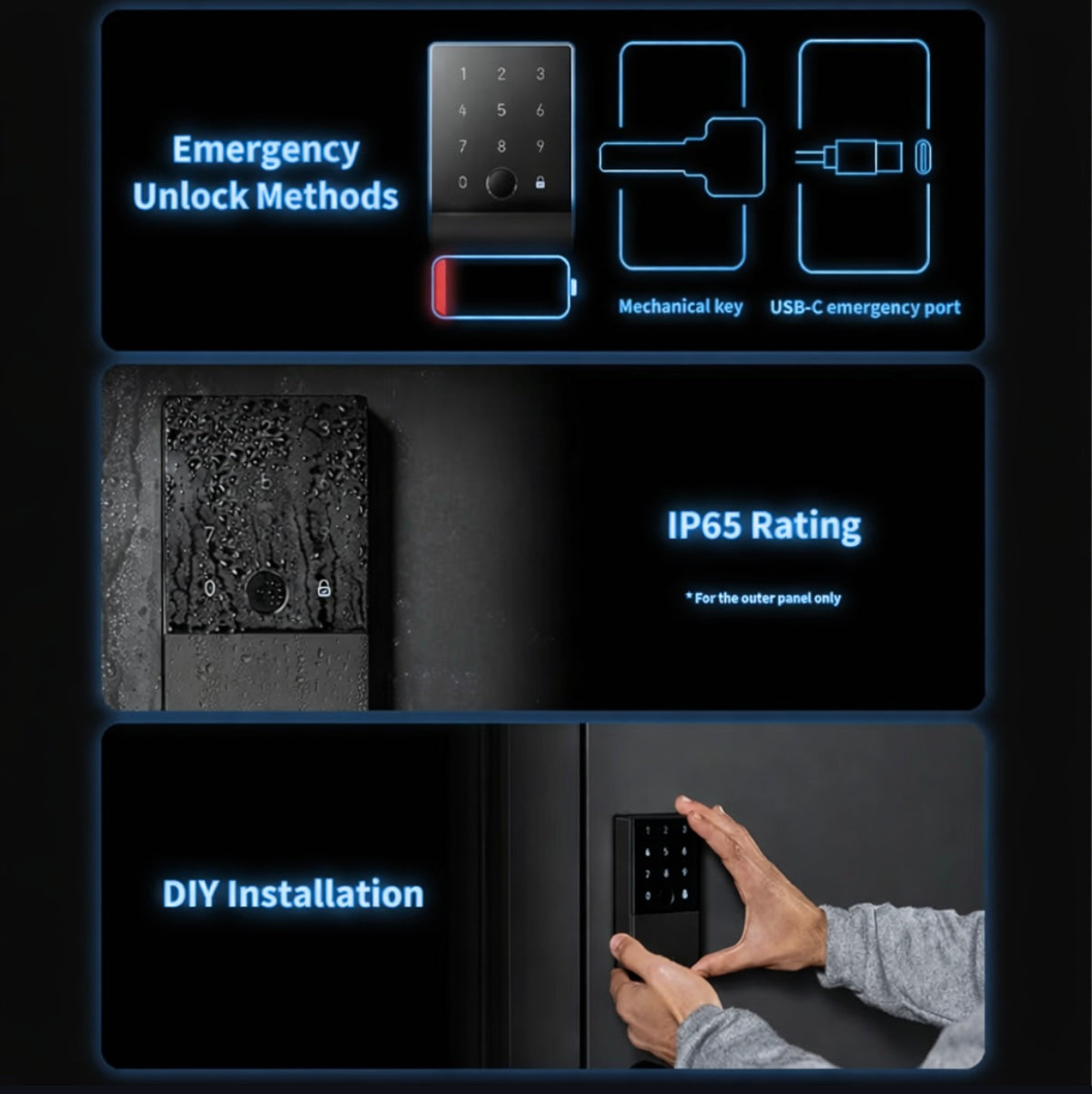Aqara Smart Lock U100 – Fingerprint Keyless Entry, Apple Home Key, Touchscreen Keypad, Bluetooth Deadbolt, IP65 Weatherproof, Works with HomeKit/Alexa/Google/IFTTT