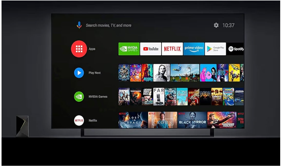 NVIDIA Shield Android TV Pro | 4K HDR Streaming Media Player, Dolby Vision, Tegra X1+, 3GB RAM, 2× USB, Works with Alexa (Model 945‑12897‑2500‑101)
