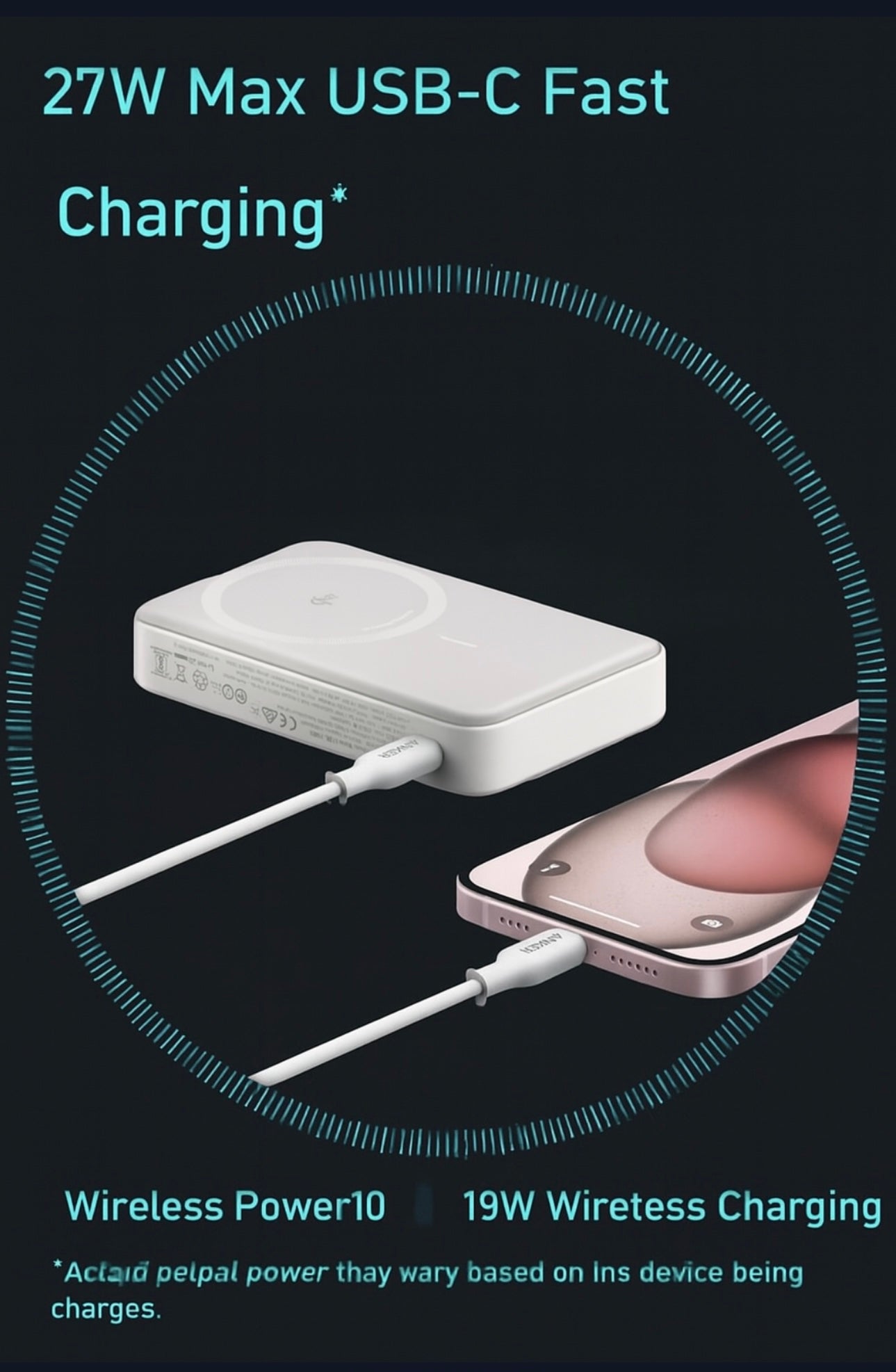 Anker MagGo Power Bank – Qi2 Certified 15W MagSafe Charger with Smart Display & Foldable Stand
