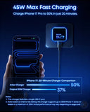 Anker Nano 45W Smart Display USB‑C Charger – GaN Fast Charging, 180° Foldable Plug, Smart Recognition, Built‑In Care Mode, for iPhone 17/16/15