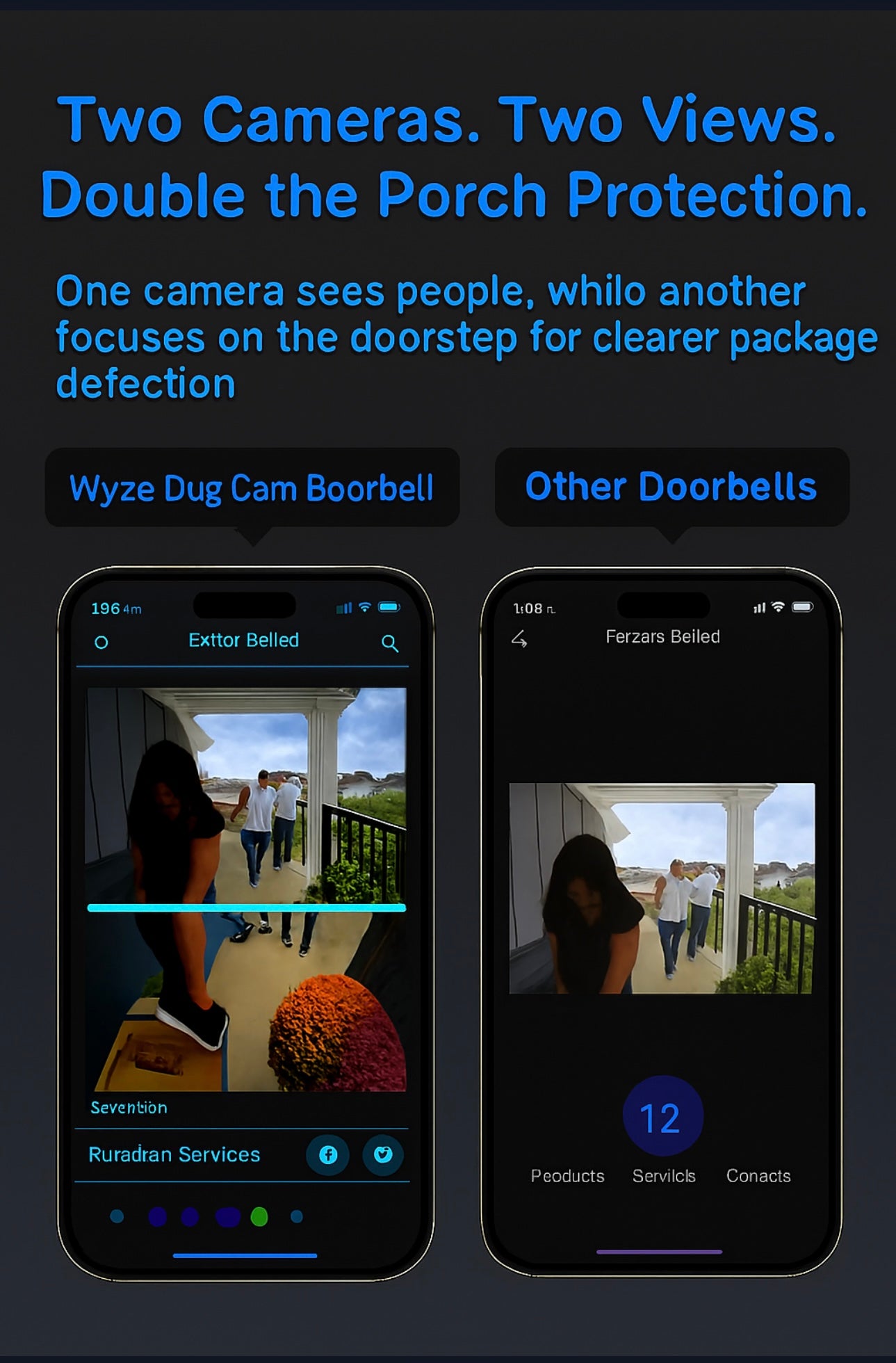 WYZE Wireless Dual Camera Video Doorbell with Chime - Battery Powered, 2K HD, Package & Person Detection, 2-Way Audio, Color Night Vision, Smart Home Compatible
