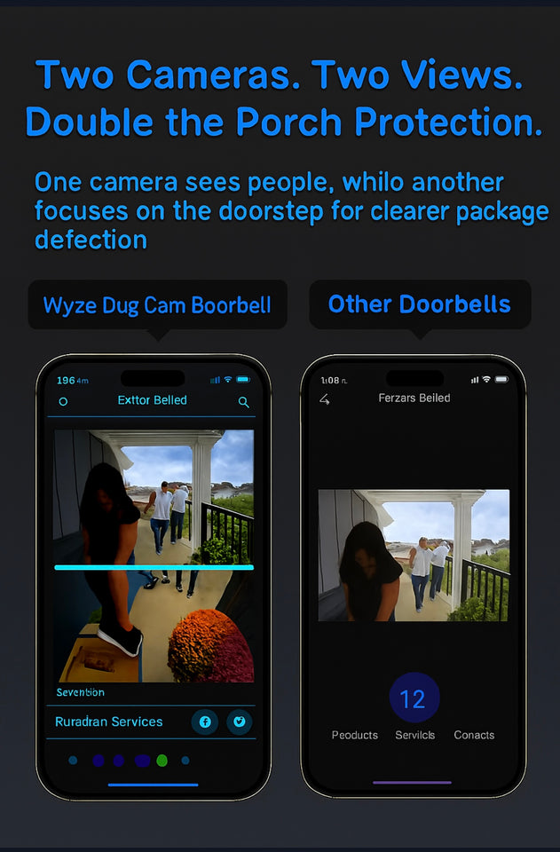 WYZE Wireless Dual Camera Video Doorbell with Chime - Battery Powered, 2K HD, Package & Person Detection, 2-Way Audio, Color Night Vision, Smart Home Compatible