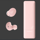 Anker Soundcore A30L true wireless earbuds in pink with charging case, featuring Bluetooth connectivity and noise cancellation.
