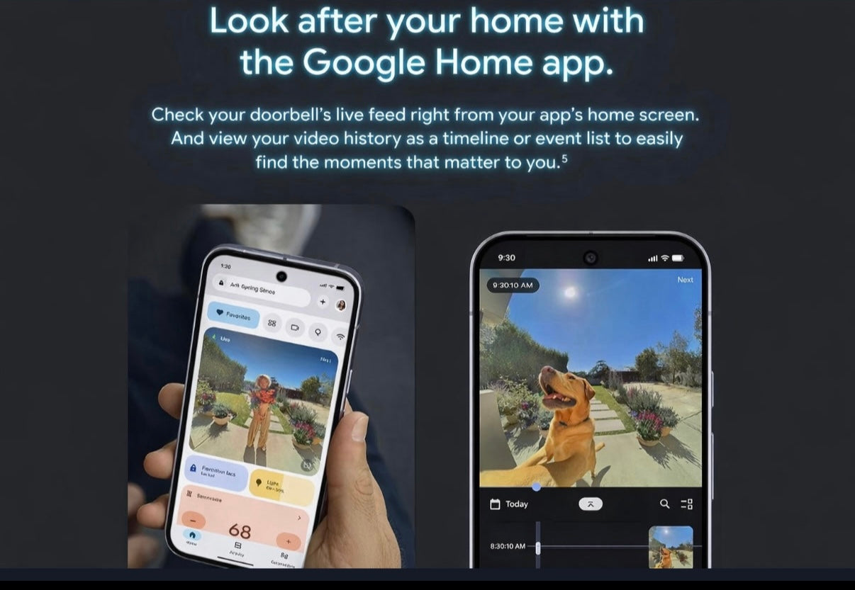 Google Nest Doorbell Wired 3rd Gen – 2K Gemini AI Security Camera