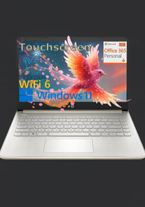HP 14 inch touchscreen laptop with Windows 11 and Office 365 for students