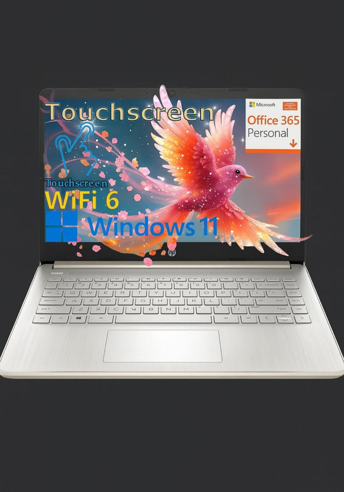 HP 14 inch touchscreen laptop with Windows 11 and Office 365 for students