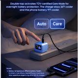 Anker Nano 45W Smart Display USB‑C Charger – GaN Fast Charging, 180° Foldable Plug, Smart Recognition, Built‑In Care Mode, for iPhone 17/16/15