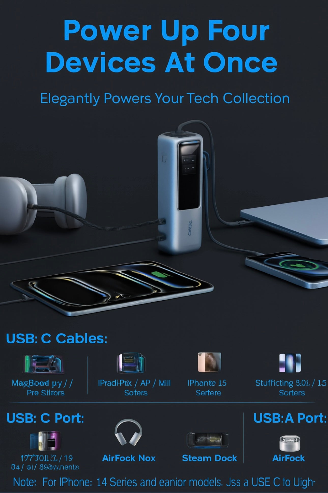 Anker 25,000mAh 100W Laptop Power Bank – Triple USB‑C, Retractable Cables, Flight‑Approved