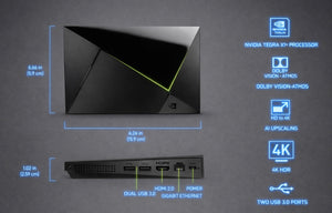 NVIDIA Shield Android TV Pro | 4K HDR Streaming Media Player, Dolby Vision, Tegra X1+, 3GB RAM, 2× USB, Works with Alexa (Model 945‑12897‑2500‑101)