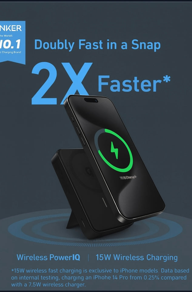 Magsafe Charger Duo – 15W Wireless Power Bank with Built-In Stand