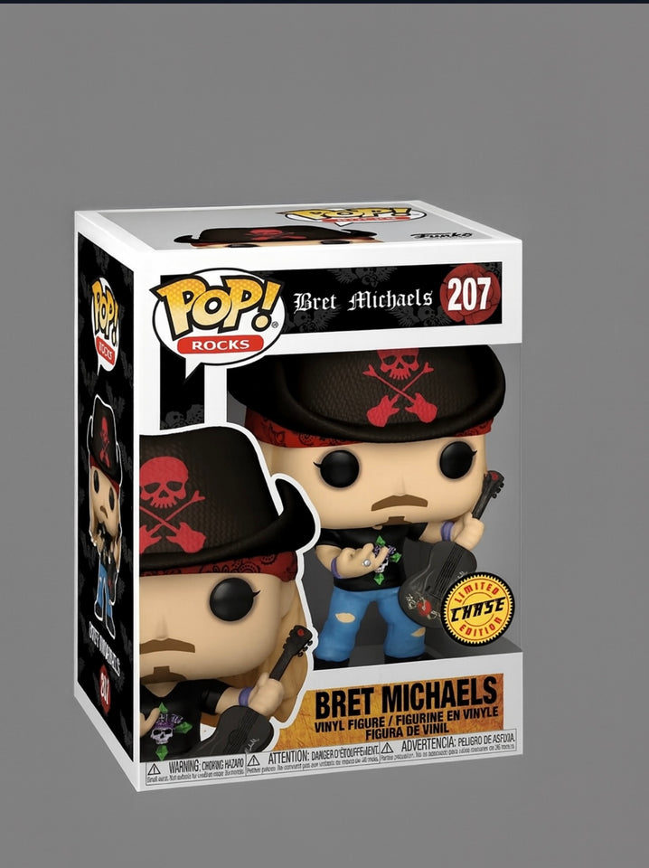 Funko Pop Rocks Bret Michaels #207 Chase Edition with Pop Protector