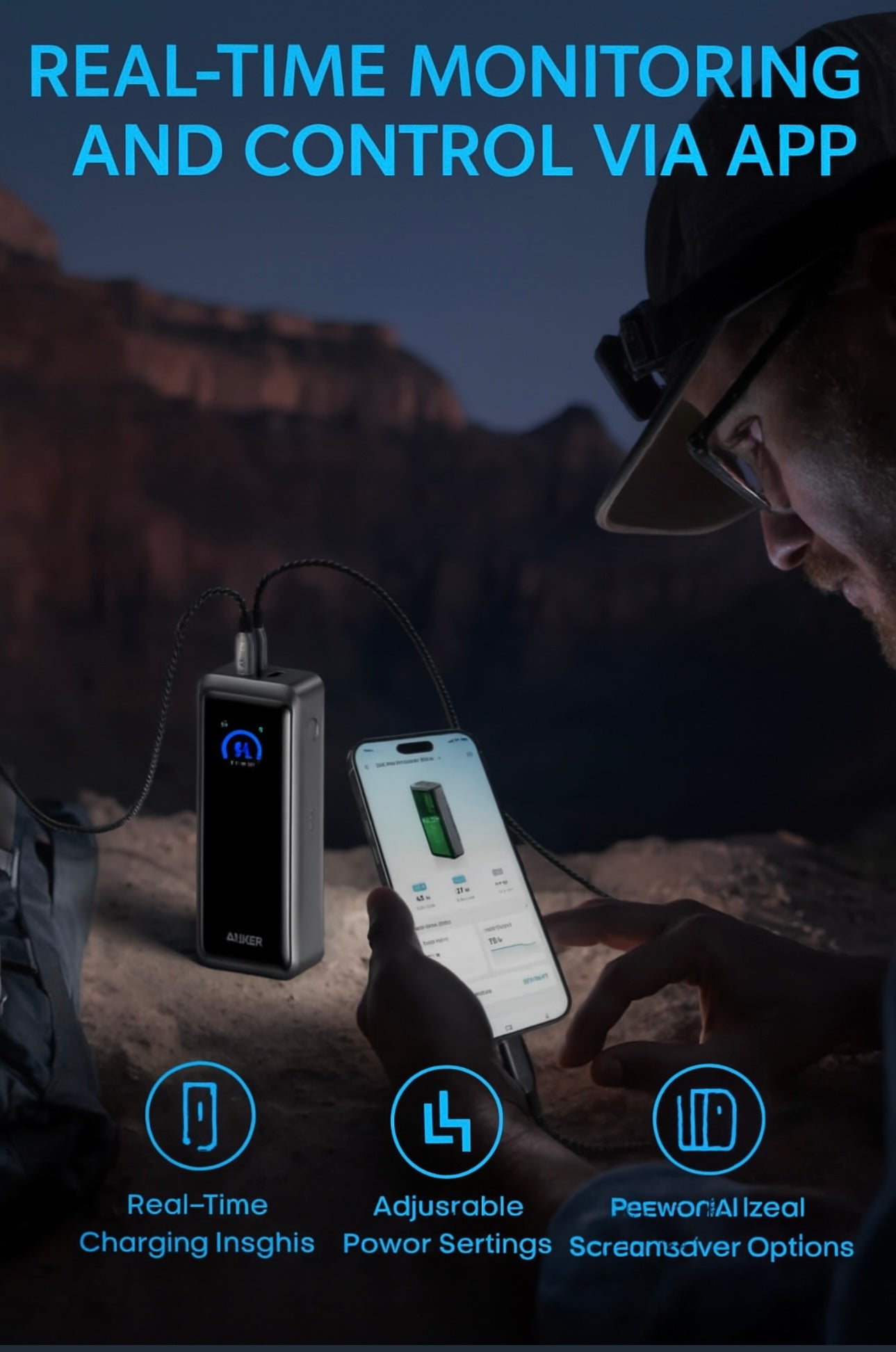 Anker Prime 26250mAh Power Bank, 300W 3-Port Portable Charger, TSA-Approved, App-Controlled USB-C PD for MacBook