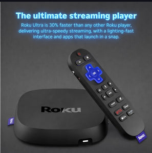 Roku Ultra – 4K HDR Streaming Player with Dolby Vision & Atmos, Wi‑Fi 6, Bluetooth, Rechargeable Voice Remote Pro