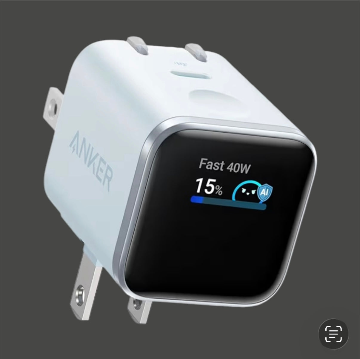Anker Nano 45W Smart Display USB‑C Charger – GaN Fast Charging, 180° Foldable Plug, Smart Recognition, Built‑In Care Mode, for iPhone 17/16/15