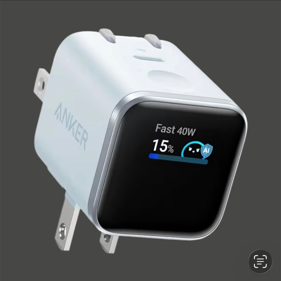 Anker Nano 45W Smart Display USB‑C Charger – GaN Fast Charging, 180° Foldable Plug, Smart Recognition, Built‑In Care Mode, for iPhone 17/16/15