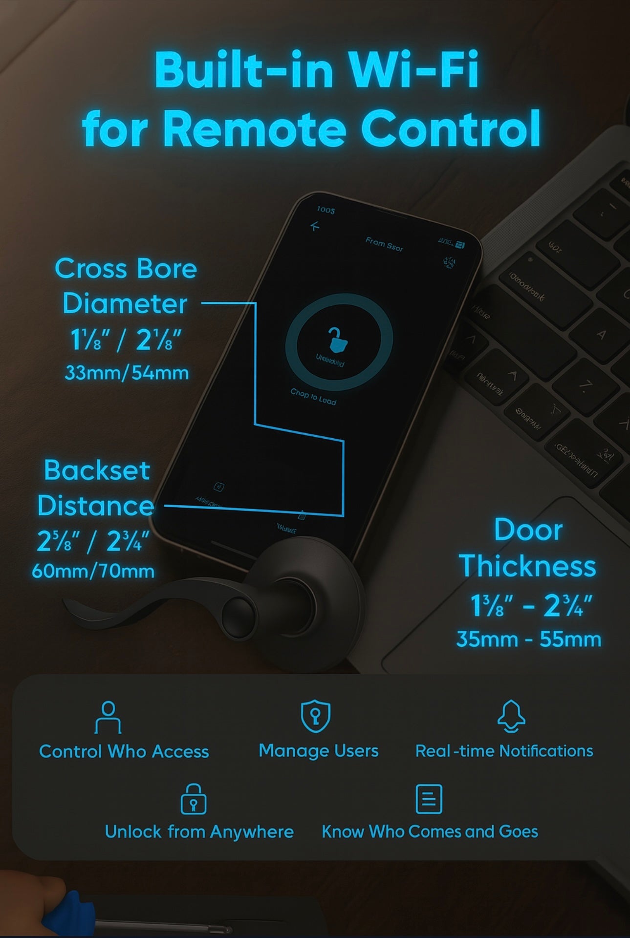 Cerradura inteligente Eufy C30: cerrojo WiFi sin llave para puerta principal, no requiere puente, fácil instalación (hágalo usted mismo), compatible con Alexa, grado BHMA 3.