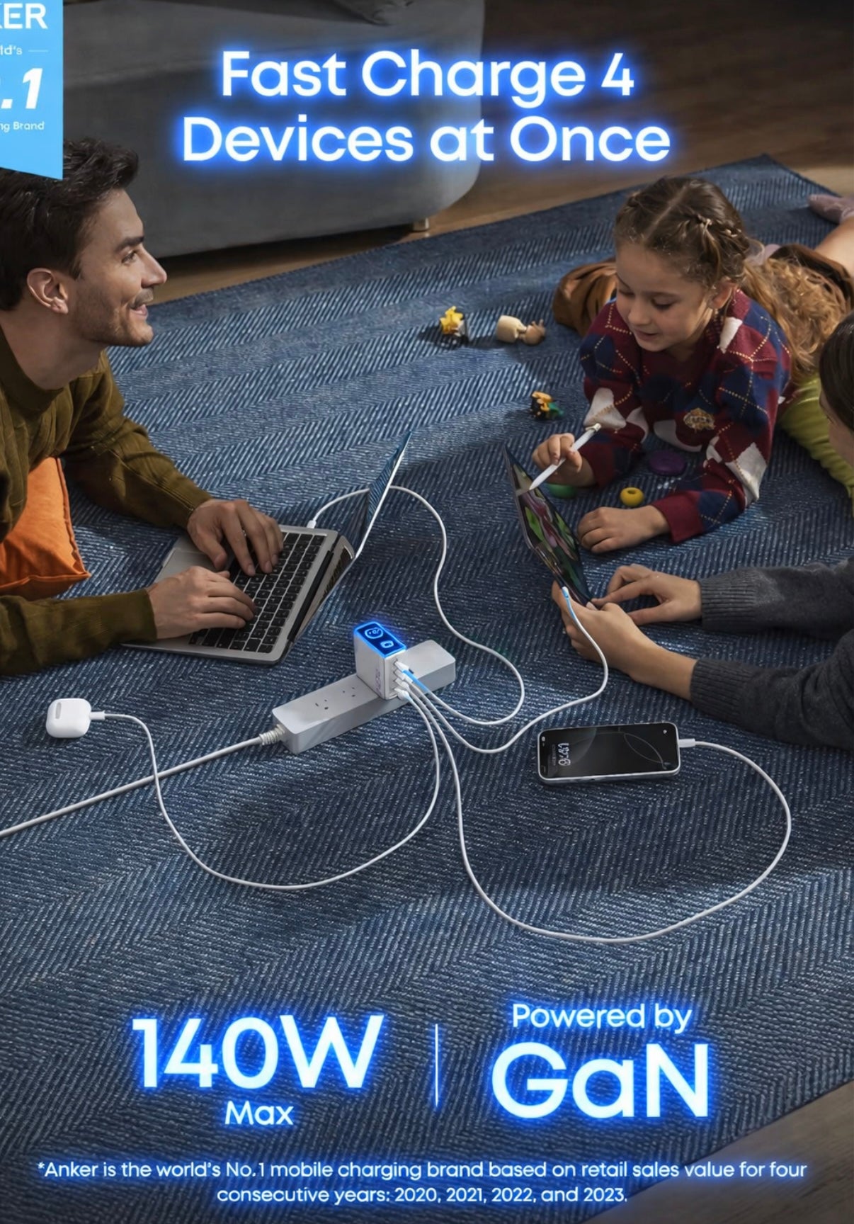 Silver Anker power adapter with cable
