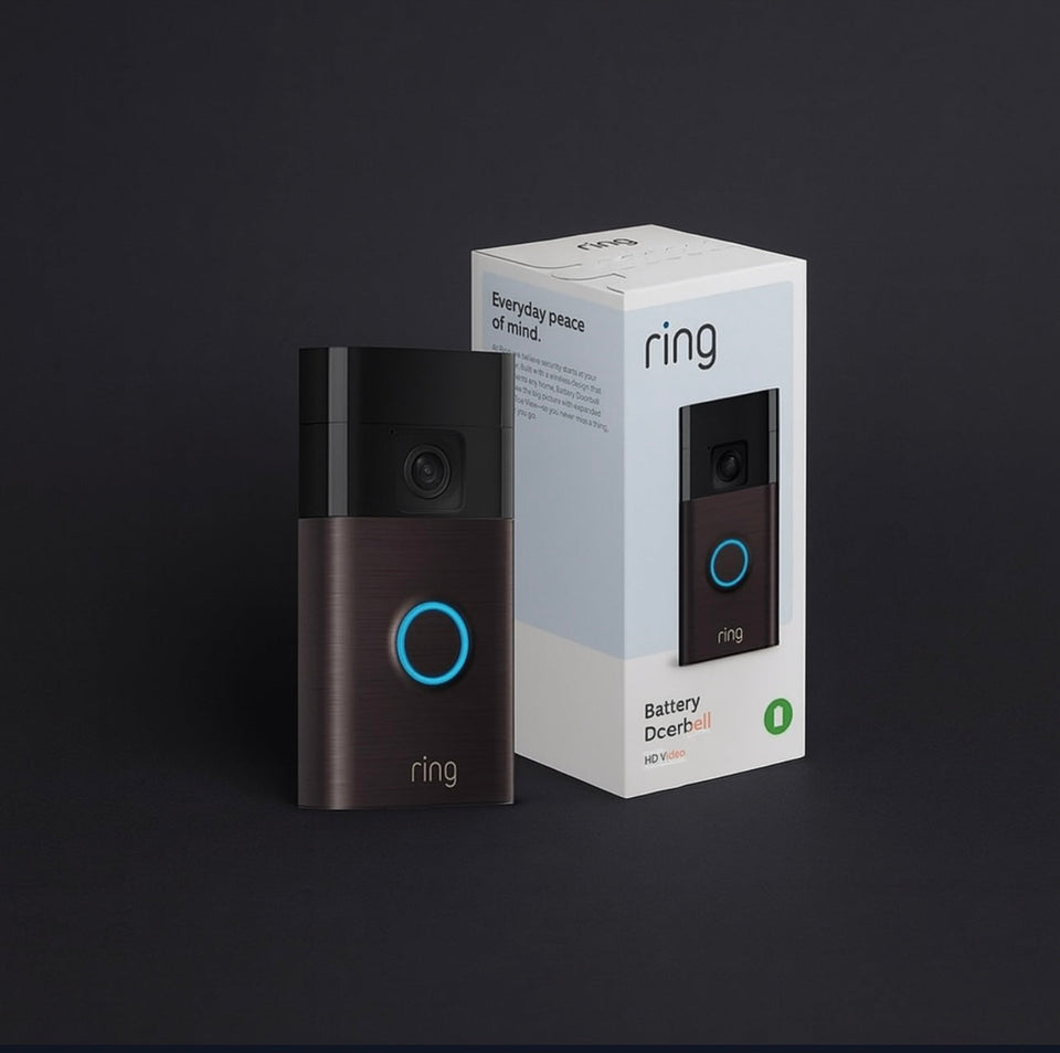 Ring Battery Doorbell 2025 with HD video, motion detection, and two-way communication next to its packaging box