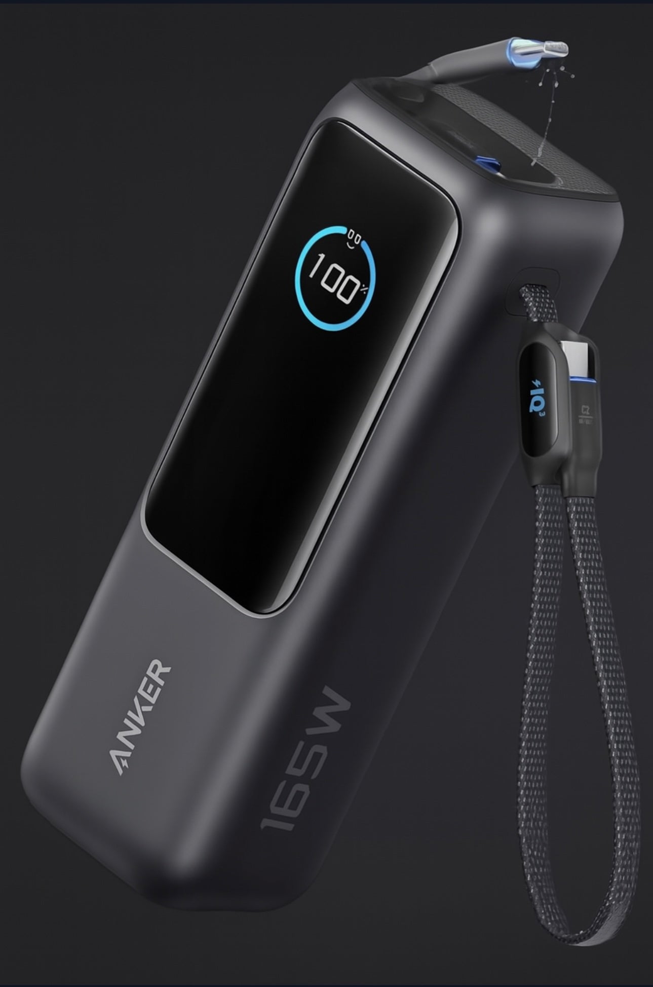 Anker 25,000mAh 100W Laptop Power Bank – Triple USB‑C, Retractable Cables, Flight‑Approved