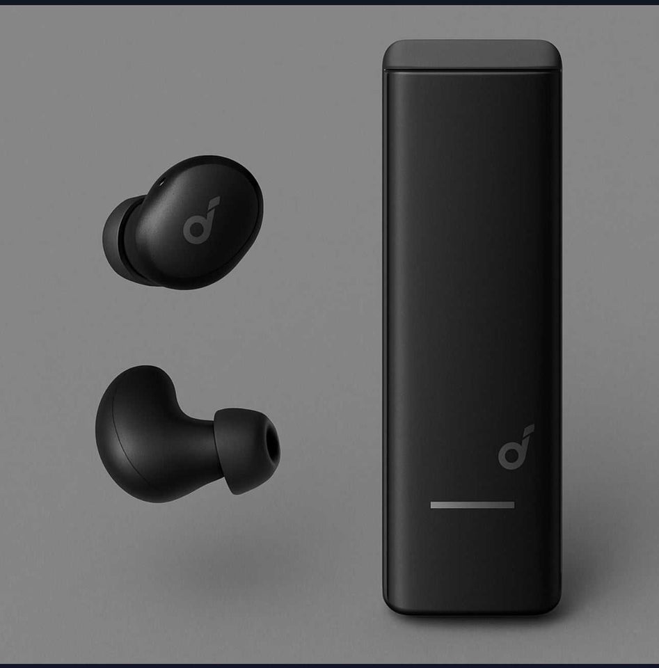 Anker Soundcore A30l True Wireless Bluetooth Earbuds with charging case on a gray background.