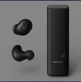 Anker Soundcore A30l True Wireless Bluetooth Earbuds with charging case on a gray background.